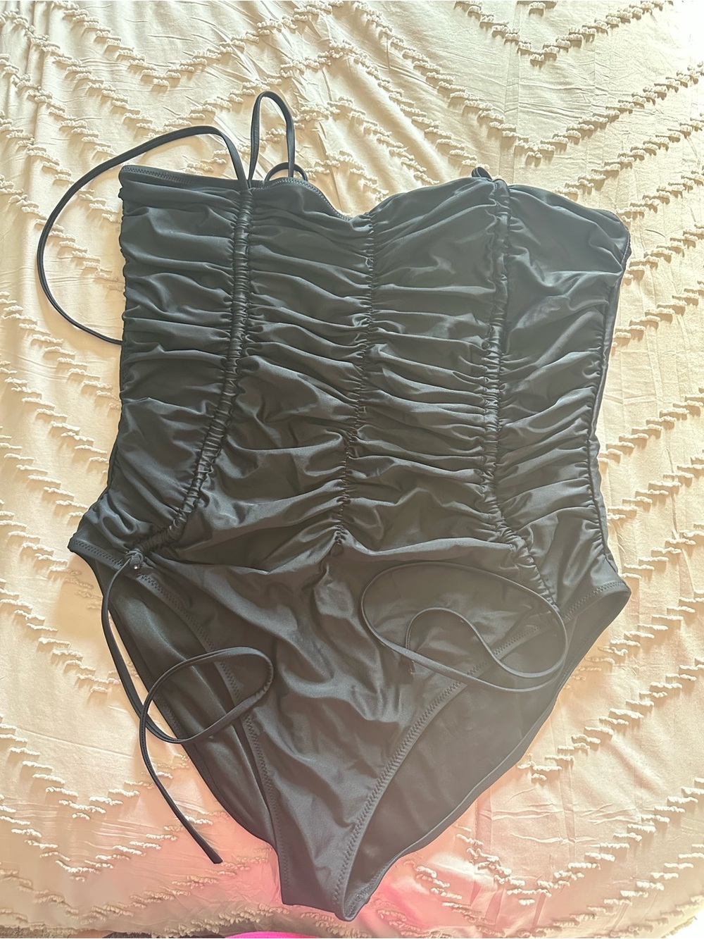 Classic Black Ruched Plus Size One-Piece Swimsuit